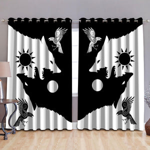 Vikings - Skoll and Hati Blackout Thermal Grommet Window Curtains-Curtains-HP Arts-52'' x 63''-Vibe Cosy™