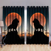 Lion in Sunset Window Curtains