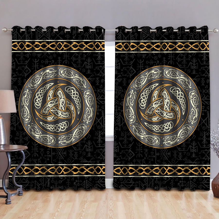 Vikings - Triskele Celtic Knot Rune Thermal Grommet Window Curtains-Curtains-HP Arts-52'' x 63''-Vibe Cosy™