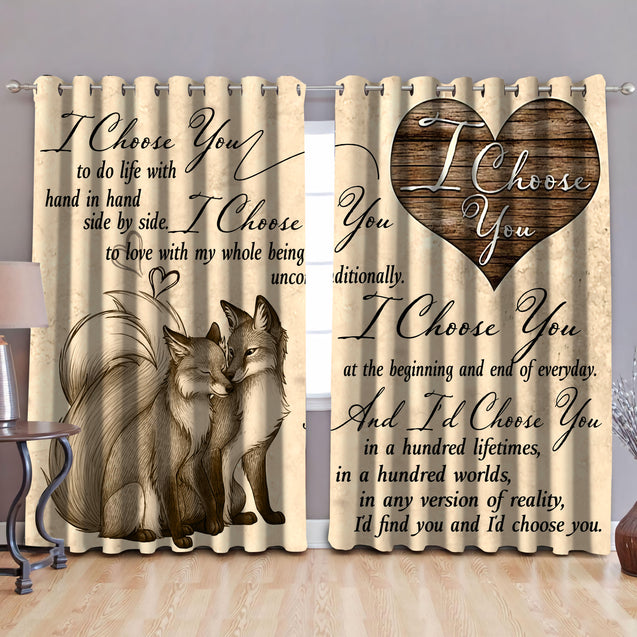 I choose you fox blackout thermal grommet window curtains HAC210502S2-HG-HG-52'' x 63''-Vibe Cosy™
