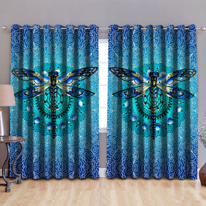 Blue Mandala Dragonfly Curtains Window DD10072003