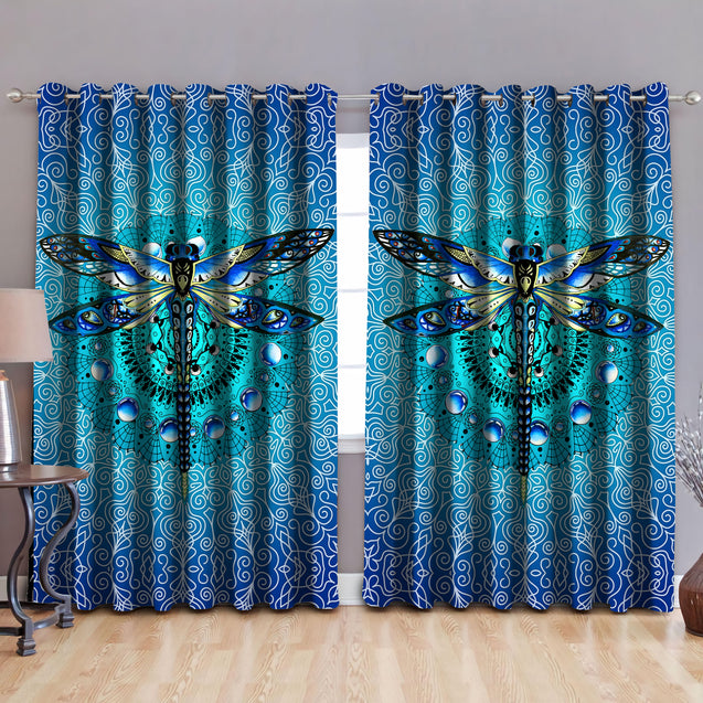 Blue Mandala Dragonfly Curtains Window DD10072003