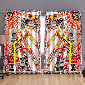 Native Haida Culture Human and Sun Window Curtains-MEI