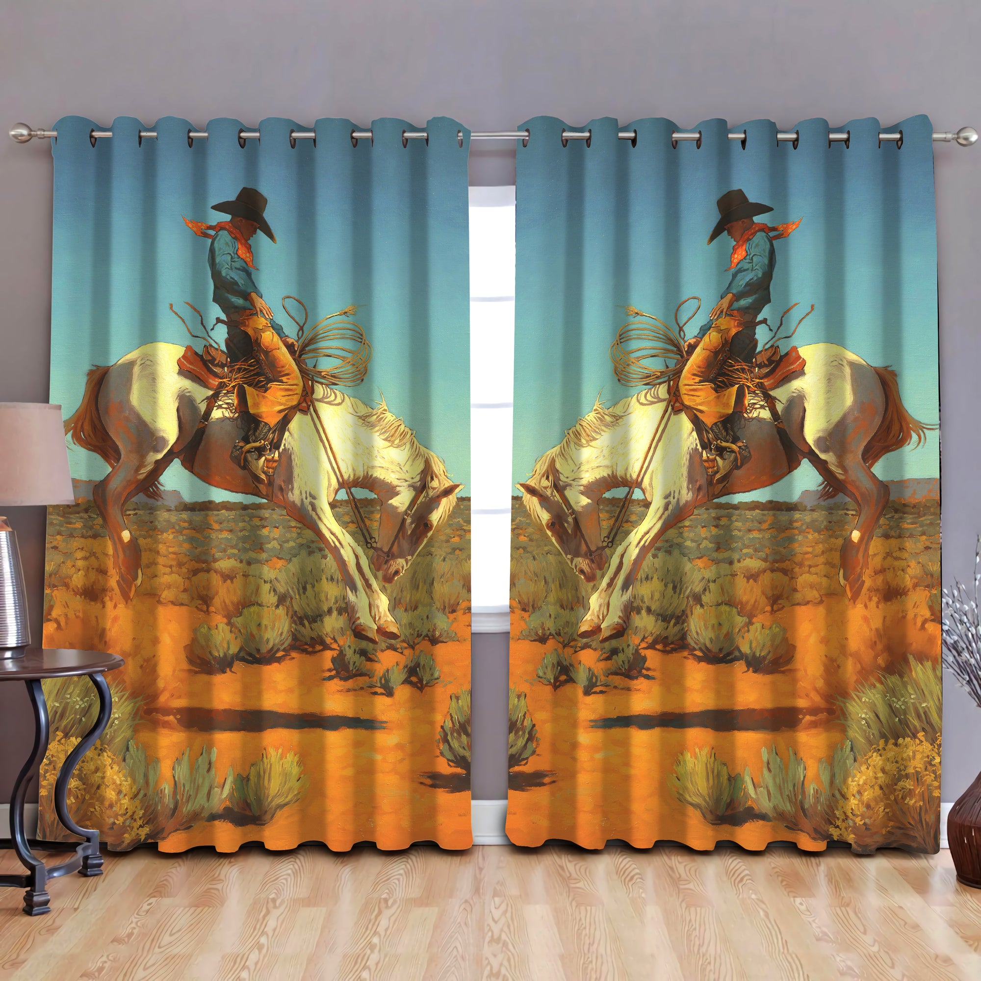 Cowboy Style Thermal Grommet Window Curtains DQB07312001-TQH-Curtains-TQH-52'' x 63''-Vibe Cosy™