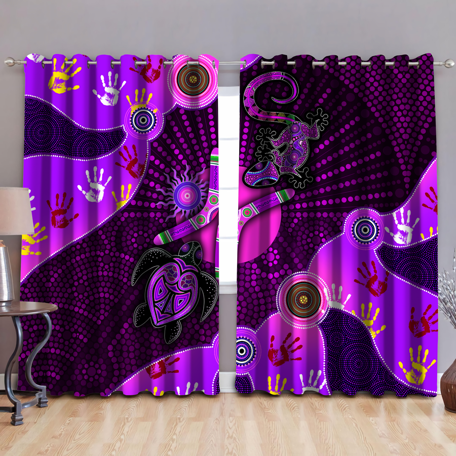 Aboriginal Naidoc Week 2021 Purple Turtle Lizard Sun Curtain