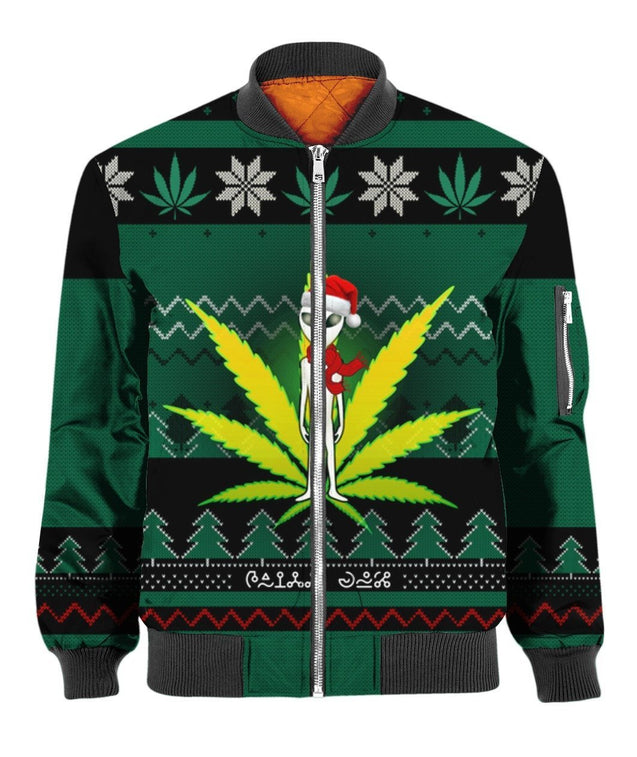 Ugly Christmas Marijuana UFO Pi111101 (Only specials can read this)-Apparel-NNK-Bomber Jacket-S-Vibe Cosy™