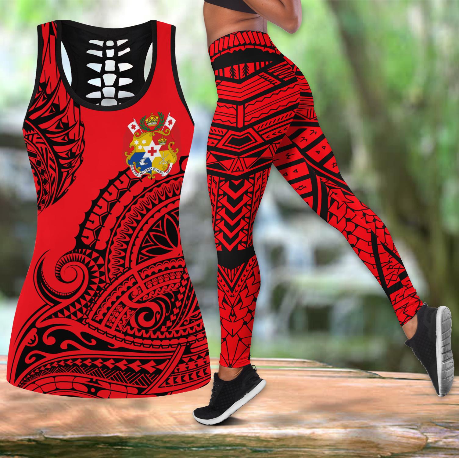 Polynesian Tonga Youthful Dynamic Style Red Color Legging & Tank top-ML-Apparel-ML-S-S-Vibe Cosy™