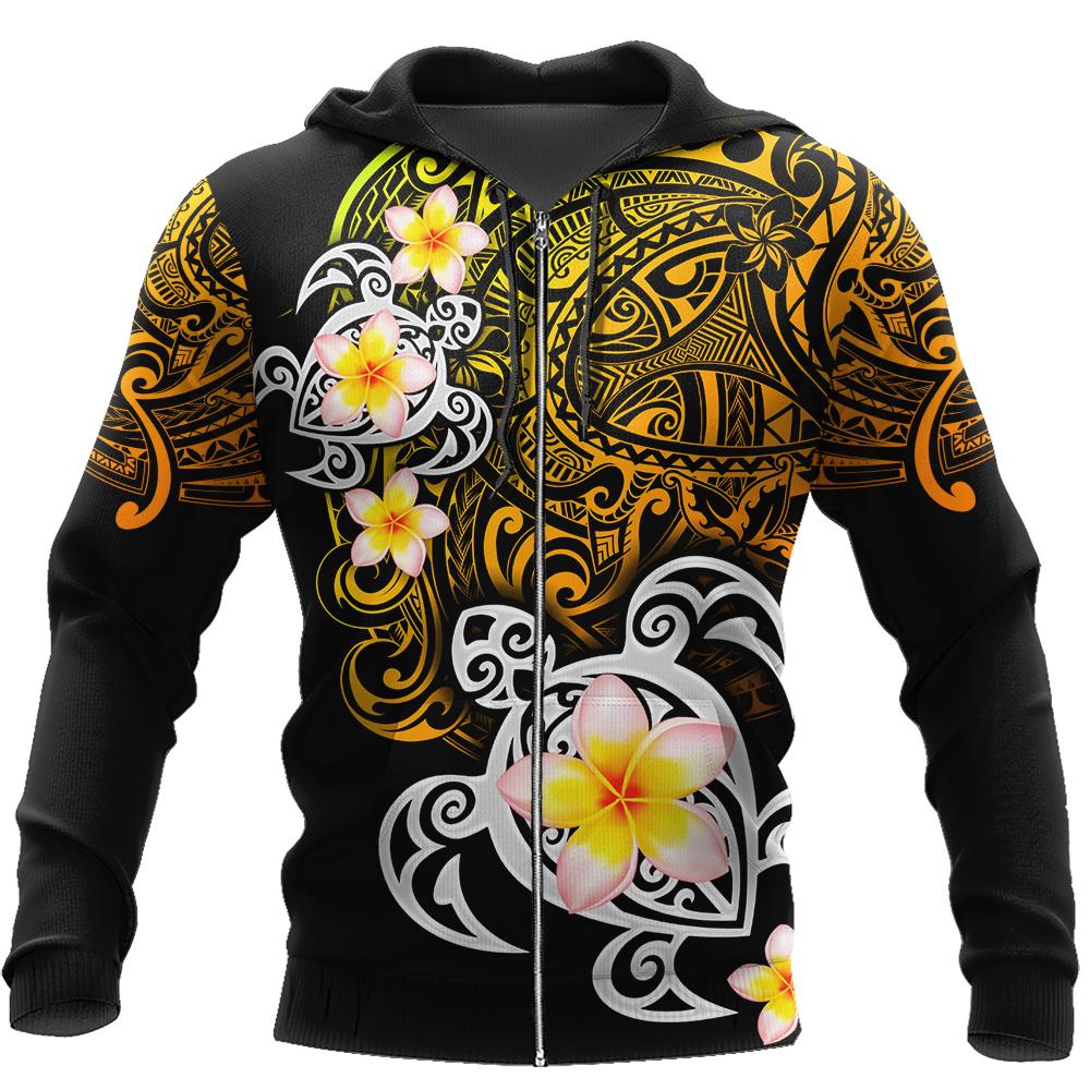 Amazing Polynesian Tattoo Turtle Hoodie-ML-Apparel-ML-Zipped Hoodie-S-Vibe Cosy™