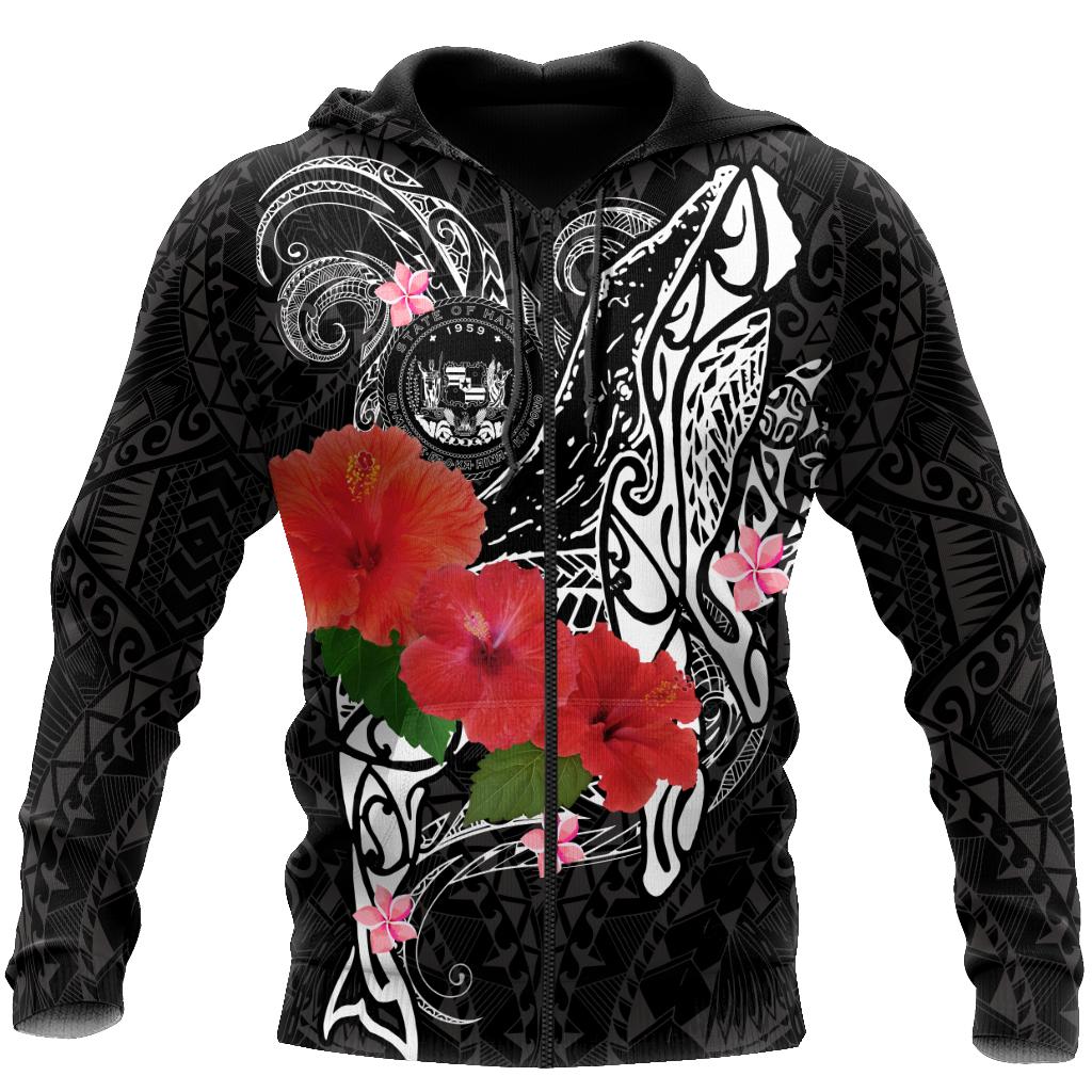 Amazing Humpback Whale with Hibiscus Hoodie-ML-Apparel-ML-Zipped Hoodie-S-Vibe Cosy™