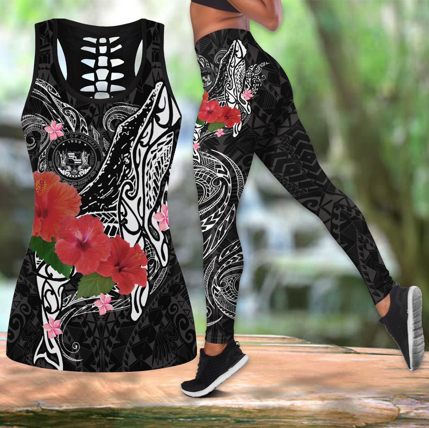 Amazing Humpback Whale with Hibiscus Legging & Tank top-ML-Apparel-ML-S-S-Vibe Cosy™