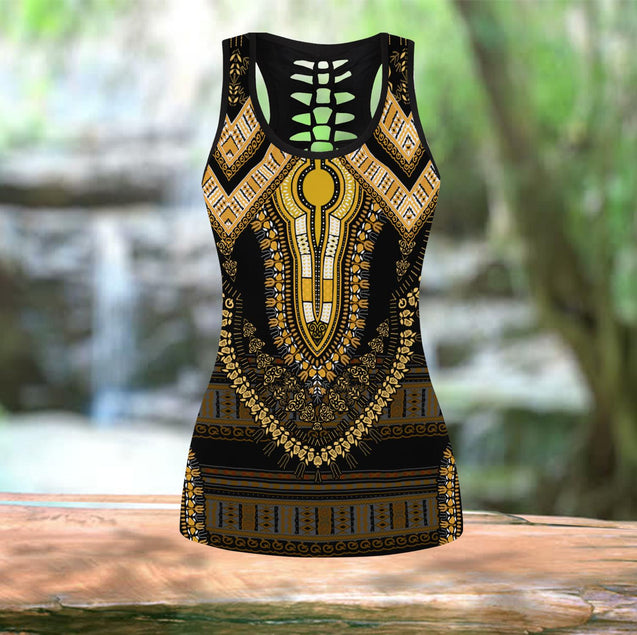 African Gold Pattern Legging & Tank top-ML