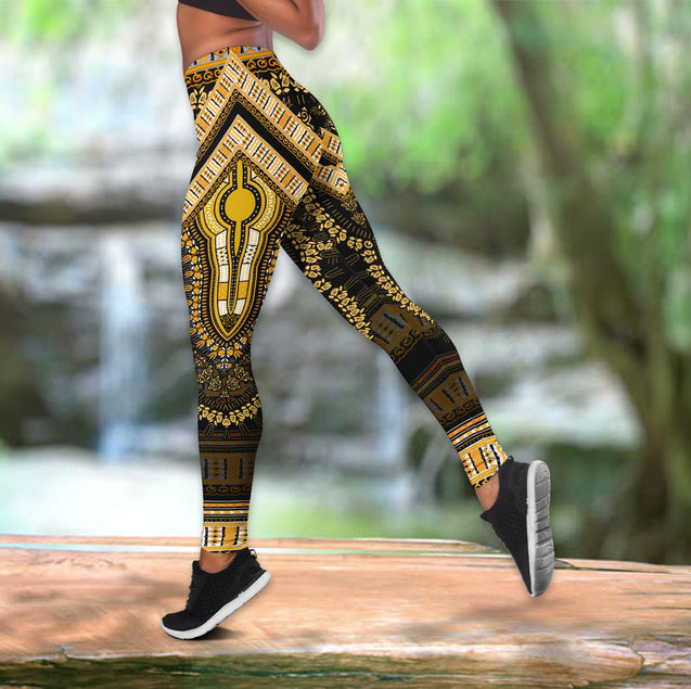 African Gold Pattern Legging & Tank top-ML