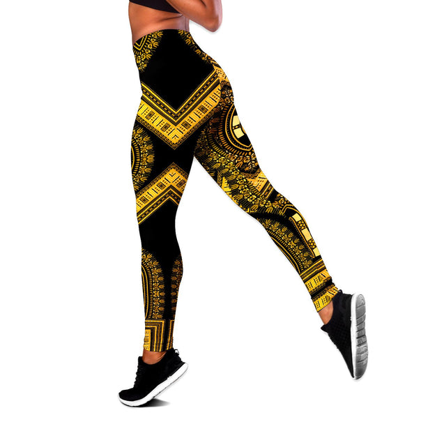 African Golden Pattern Legging & Tank top-ML