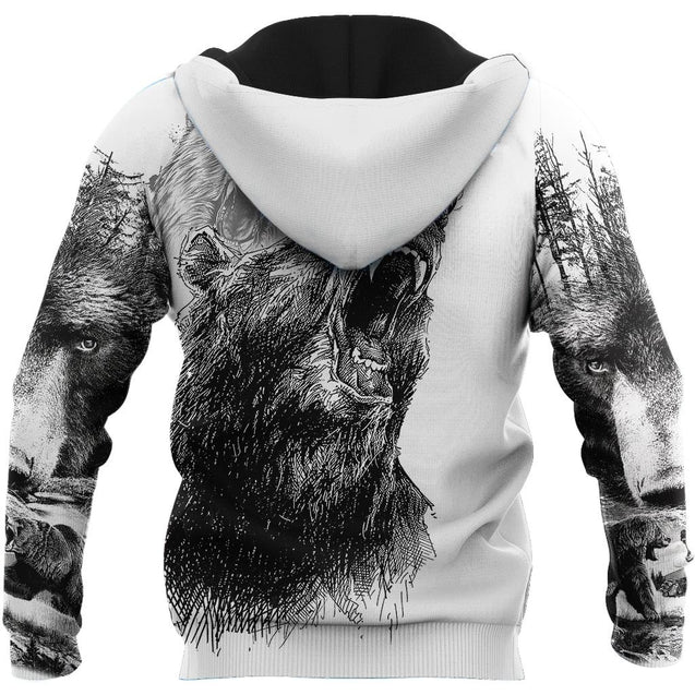 Strong Bear 3D Tattoo Printed Hoodie-ML