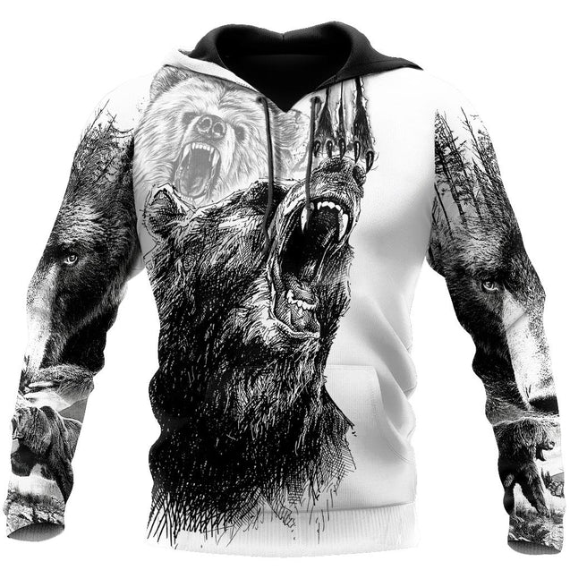 Strong Bear 3D Tattoo Printed Hoodie-ML