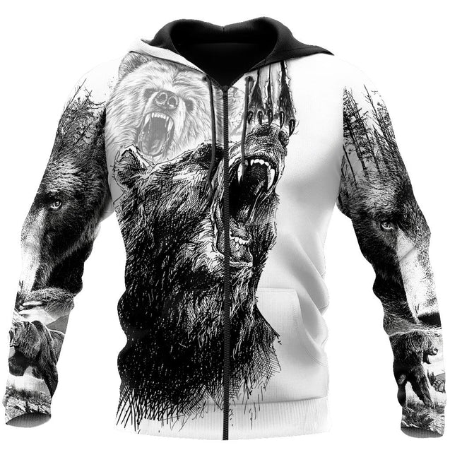 Strong Bear 3D Tattoo Printed Hoodie-ML