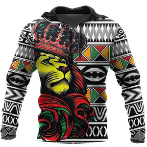 African Lion Pattern Hoodie-ML