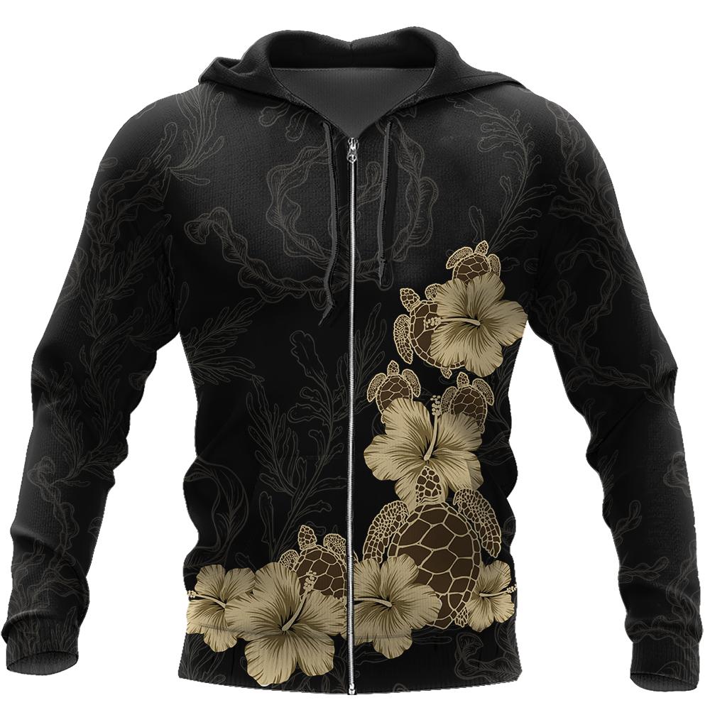 Amazing Polynesian Turtle Hibiscus Hoodie-ML