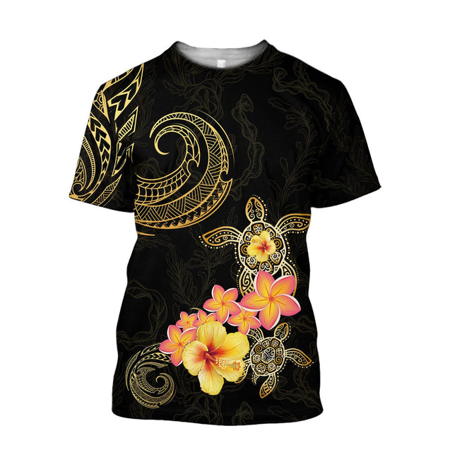 Amazing Polynesian Tattoo Turtle Hibiscus Frangipani Hoodie-ML