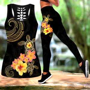 Polynesian Tattoo Turtle Hibiscus Frangipani Legging & Tank top-ML