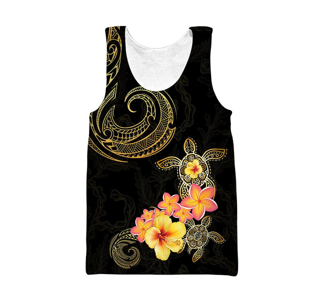 Amazing Polynesian Tattoo Turtle Hibiscus Frangipani Hoodie-ML