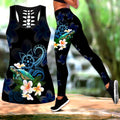 Amazing Polynesian Turtle With Plumeria Flowers Legging & Tank top-ML