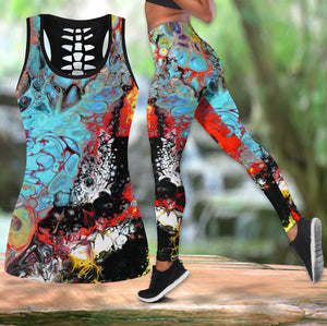 Amazing Colorful Oil 3D Over Printed Legging & Tank top-ML