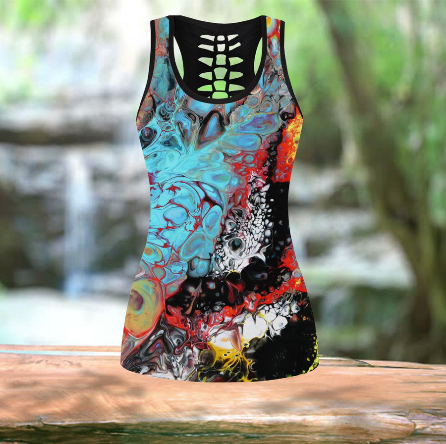 Amazing Colorful Oil 3D Over Printed Legging & Tank top-ML