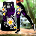 Polynesian Tattoo Turtle Purple Legging & Tank top-ML