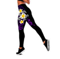 Polynesian Tattoo Turtle Purple Legging & Tank top-ML