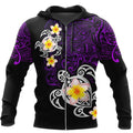 Amazing Polynesian Tattoo Purple Turtle Hoodie-ML