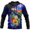 Amazing Kanaka Maoli Humpback Whale with Tropical Flowers Hoodie Tshirt for Men and Women-ML