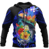 Amazing Kanaka Maoli Humpback Whale with Tropical Flowers Hoodie Tshirt for Men and Women-ML