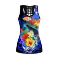 Amazing Kanaka Maoli Humpback Whale with Tropical Flowers Legging & Tank top-ML