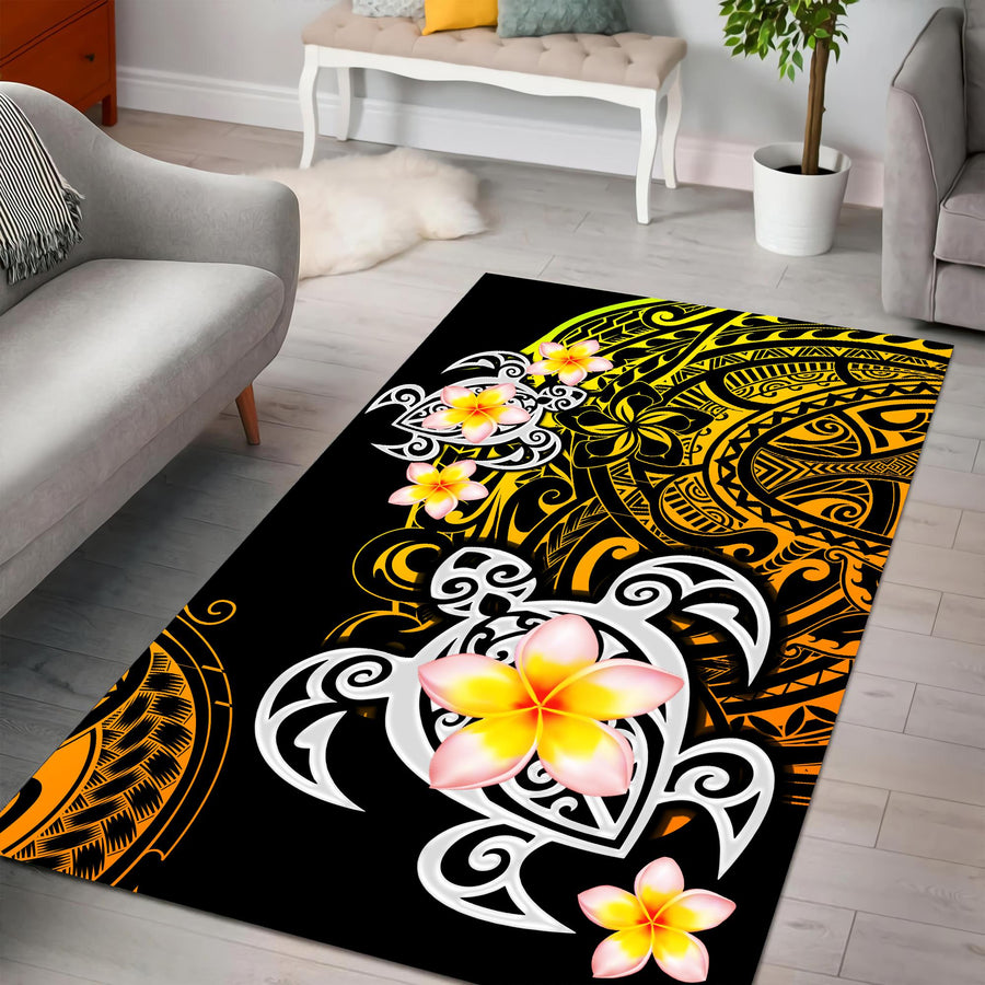 Amazing Polynesian Tattoo Turtle Rug-ML