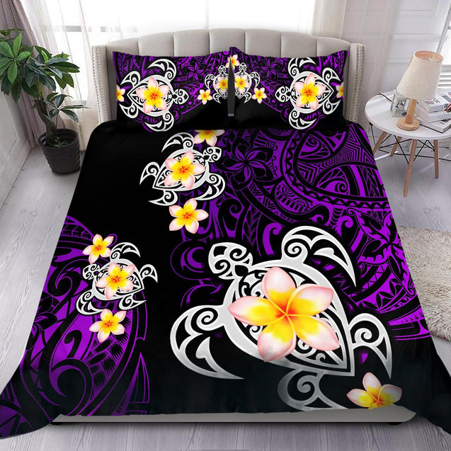 Amazing Polynesian Tattoo Purple Turtle Bedding Set-ML