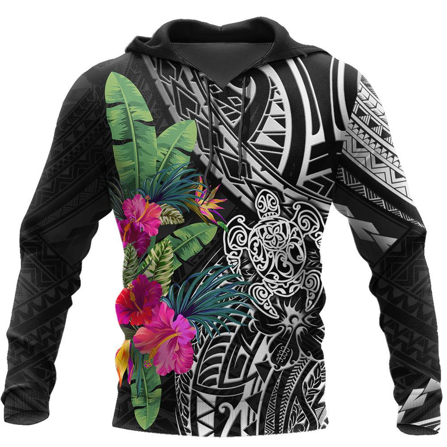 Amazing Hibiscus Turtle Hoodie Tshirt for Men and Women-ML