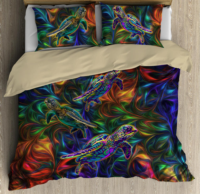 Amazing Turtle Hippie Hawaii Bedding Set-ML