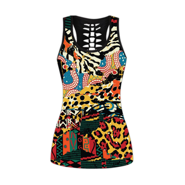 African Traditional Pattern 3D Over Printed Legging & Tank top-ML