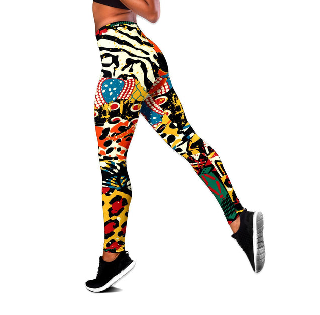 African Traditional Pattern 3D Over Printed Legging & Tank top-ML