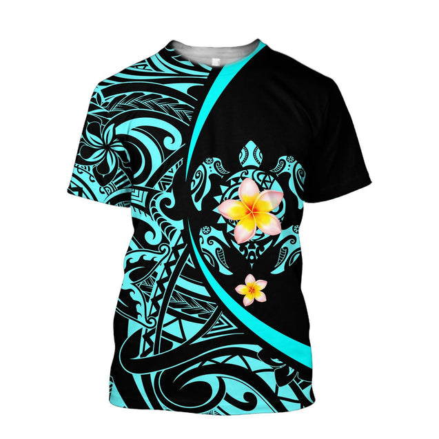 Amazing Polynesian Sea Turtle Tattoo & Hibiscus Hoodie Tshirt for Men and Women-ML