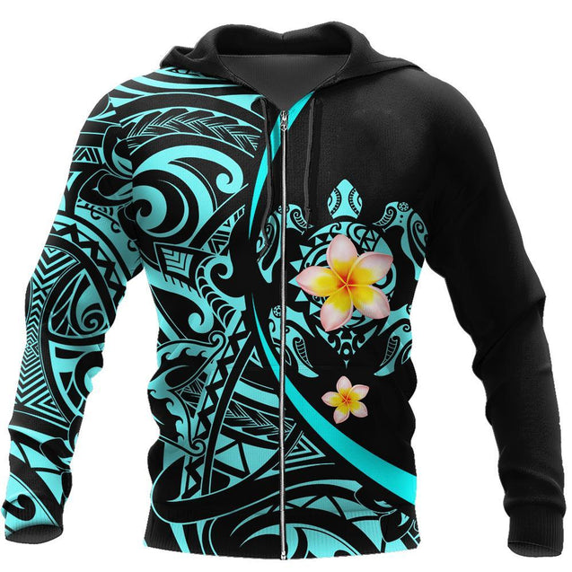 Amazing Polynesian Sea Turtle Tattoo & Hibiscus Hoodie Tshirt for Men and Women-ML