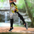 Amazing Polynesian Turtle Tattoo & Hibiscus Legging & Tank top-ML