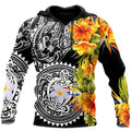 Amazing Polynesian Turtle Tattoo & Hibiscus Hoodie Tshirt for Men and Women-ML