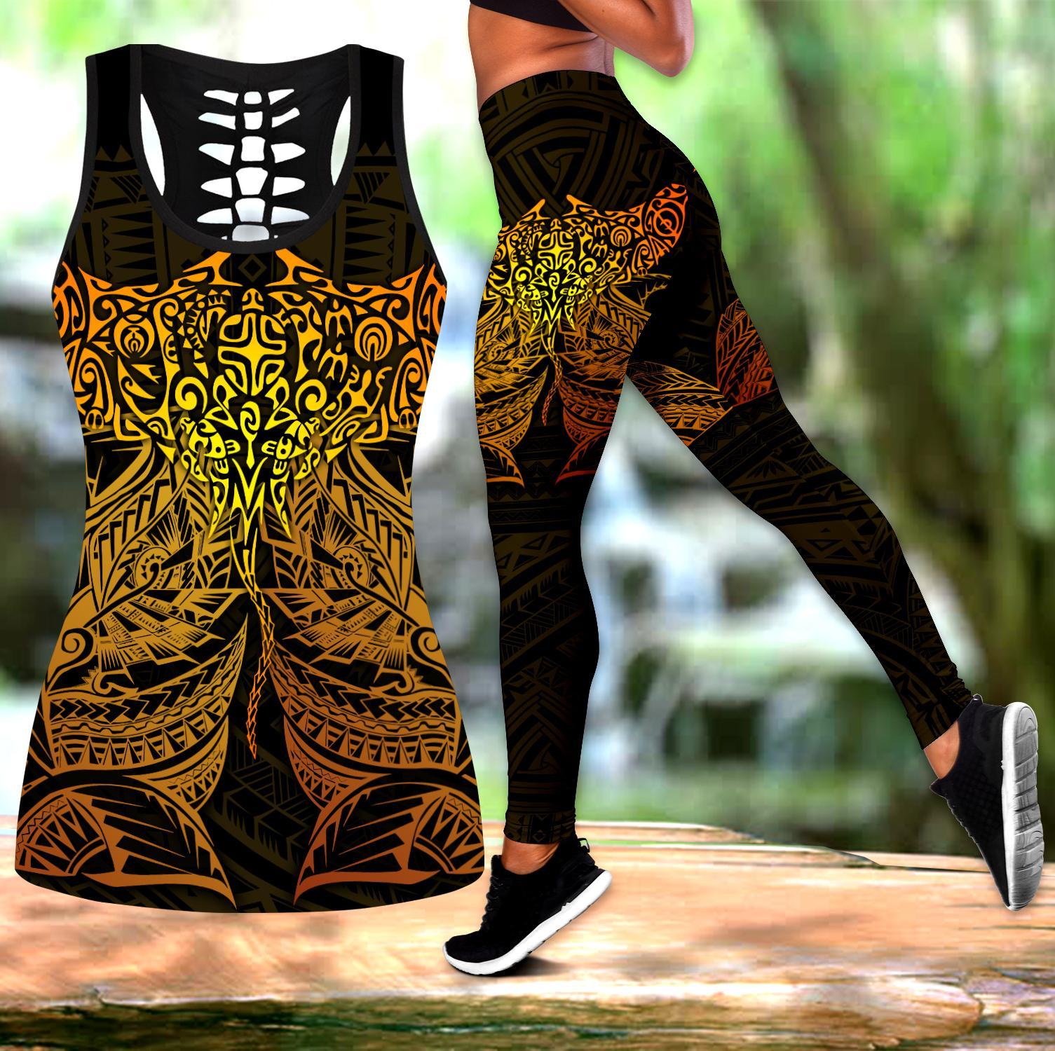 Amazing Polynesian Ray Tattoo Legging & Tank top-ML