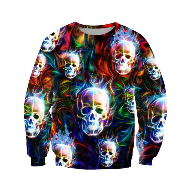 Colorful  Skull 3D All Over Printed Combo Sweater + Sweatpant