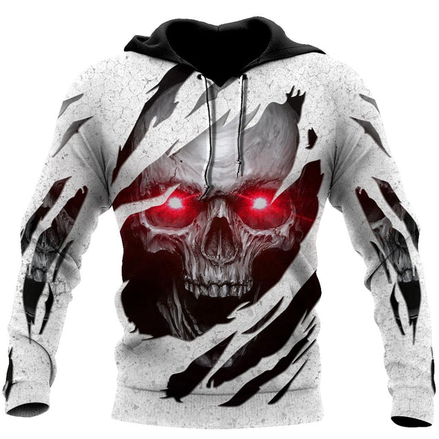 Red Eyes Skull Hoodie For Men And Women