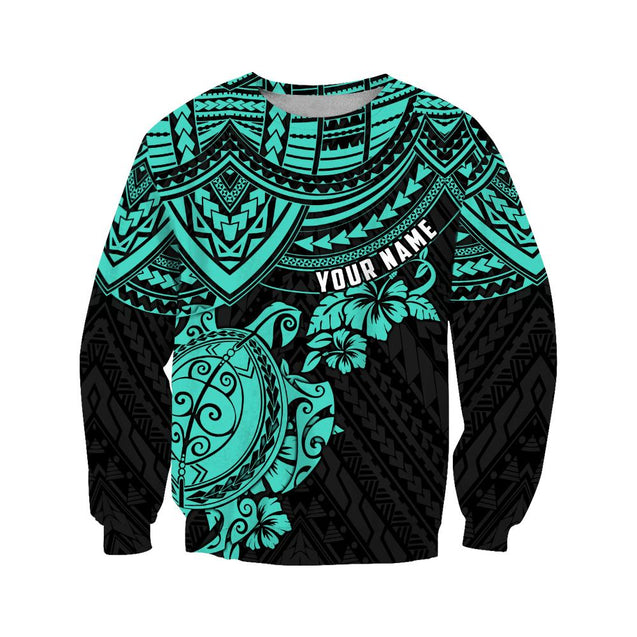 Amazing Polynesian Green  Tattoo Customize 3D All Over Printed Shirts For Men And Women