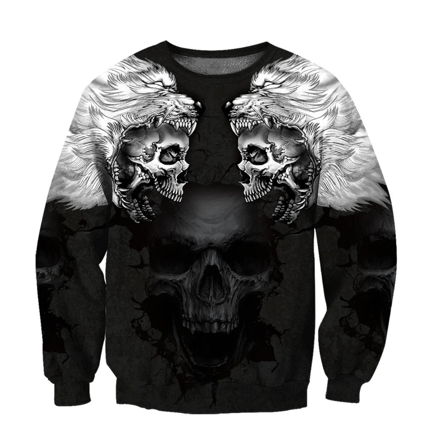 Couple Wolf Skull 3D All Over Printed Combo Sweater + Sweatpant