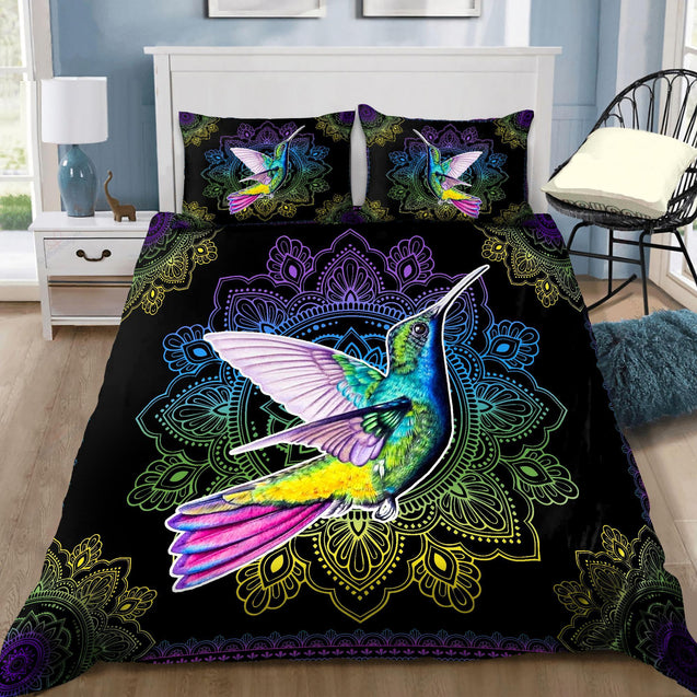 Amazing Rainbow Hummingbird Mandala Bedding Set-ML